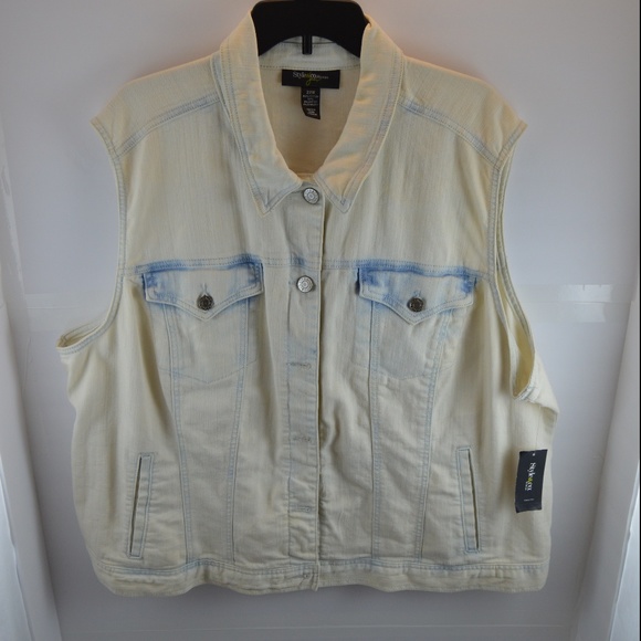 Style & Co Jean Whitewashed Vest - Picture 1 of 5
